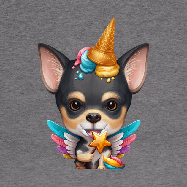 Tricolor Smooth Coat Chihuahua Ice Cream Unicorn by stonemask